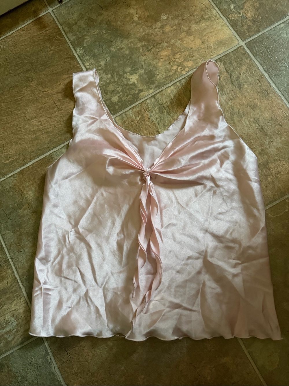 Light Pink Satin Tie-Front Camisole